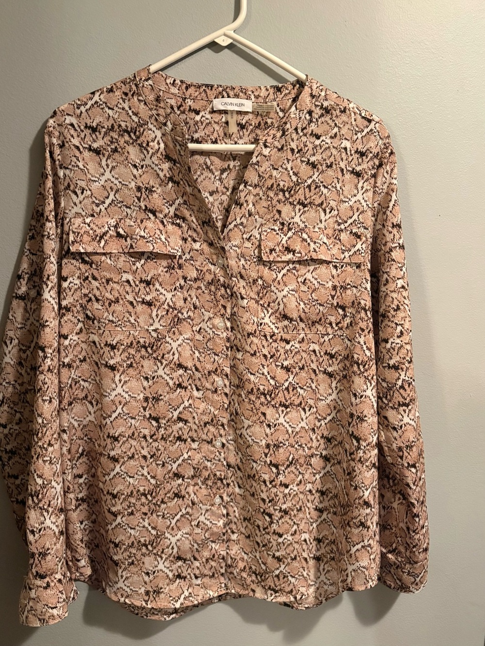 Calvin Klein Pink Snake-Print Blouse